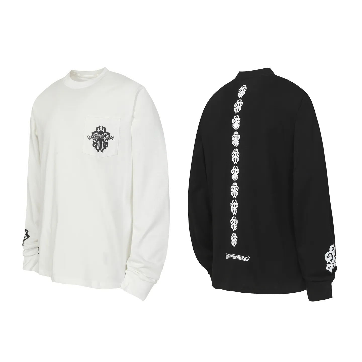 P150 Cross-border model, please do not place an order if you are looking for quality -Chrome Hearts/Chrome Hearts Sanskrit printed popular long-sleeved T-shirt -High weight, high density and high quality. The wool is soft, delicate and skin-friendly. Soft and silky to the touch. Excellent warmth and skin-friendly properties. -Customized weaving and dyeing, no color difference, regardless of fabric or workmanship details. Comparing the ordinary version on the market -Colour: black white -Size: S M L XL